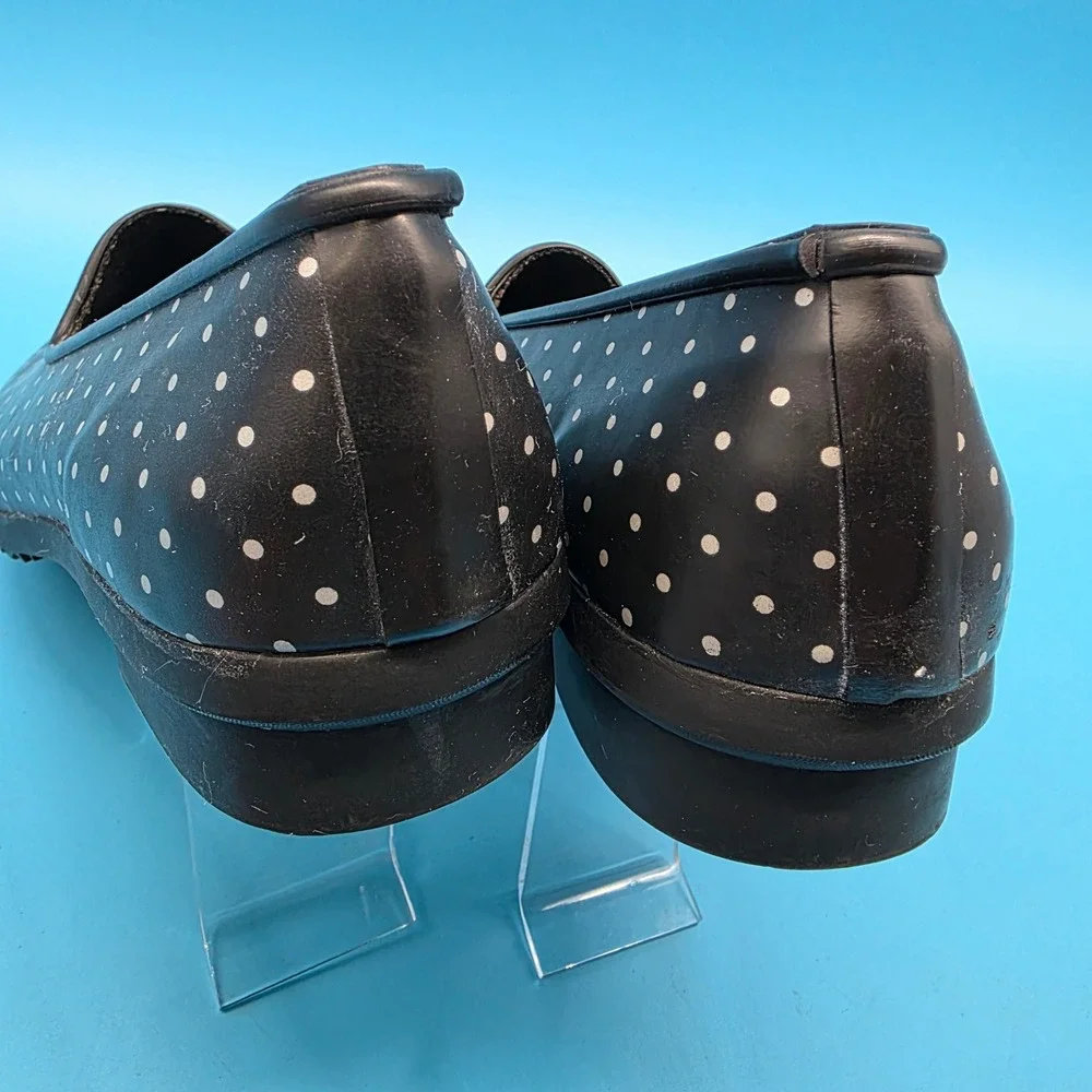 Cougar Womens Black Polka Dot Rubber Rain Shoes Slip On Waterproof Loafers 7